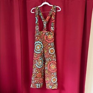 Obermeyer Kids Floral ski and snowboard Bib - Brown red and Blue